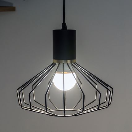 Luster na sajli SOLANO 1xE27/15W/230V crna/zlatna
