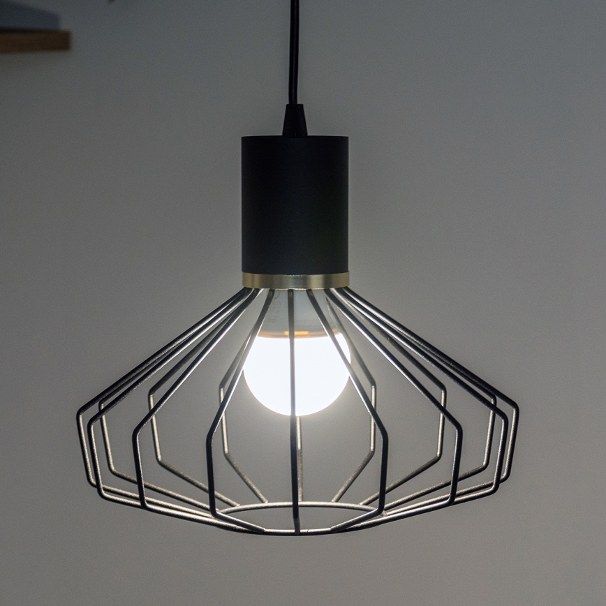 Luster na sajli SOLANO 1xE27/15W/230V crna/zlatna