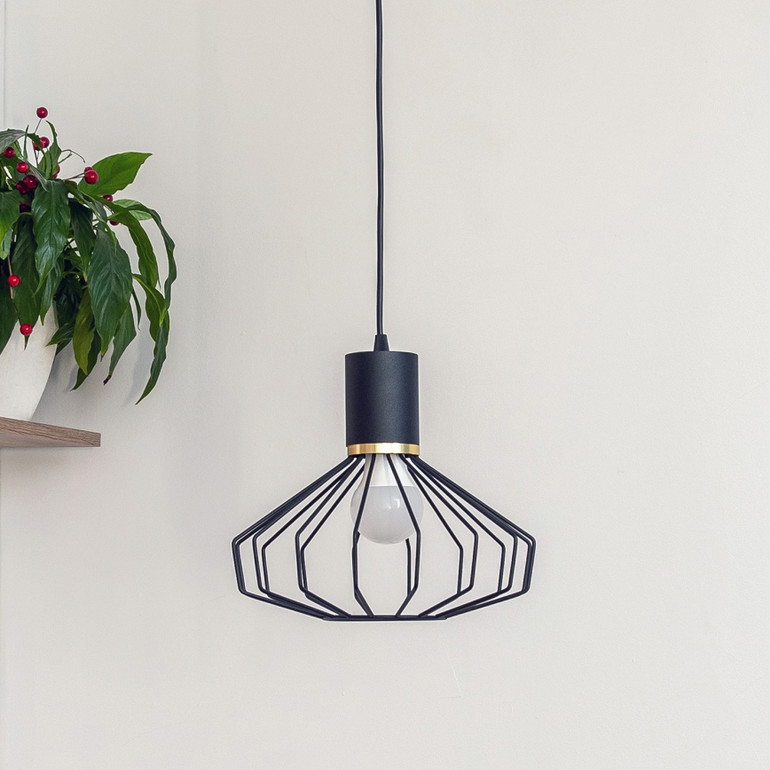 Luster na sajli SOLANO 1xE27/15W/230V crna/zlatna