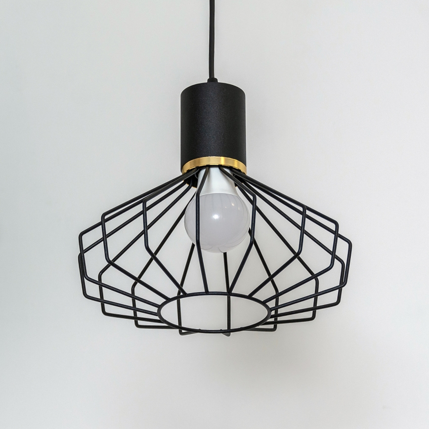 Luster na sajli SOLANO 1xE27/15W/230V crna/zlatna