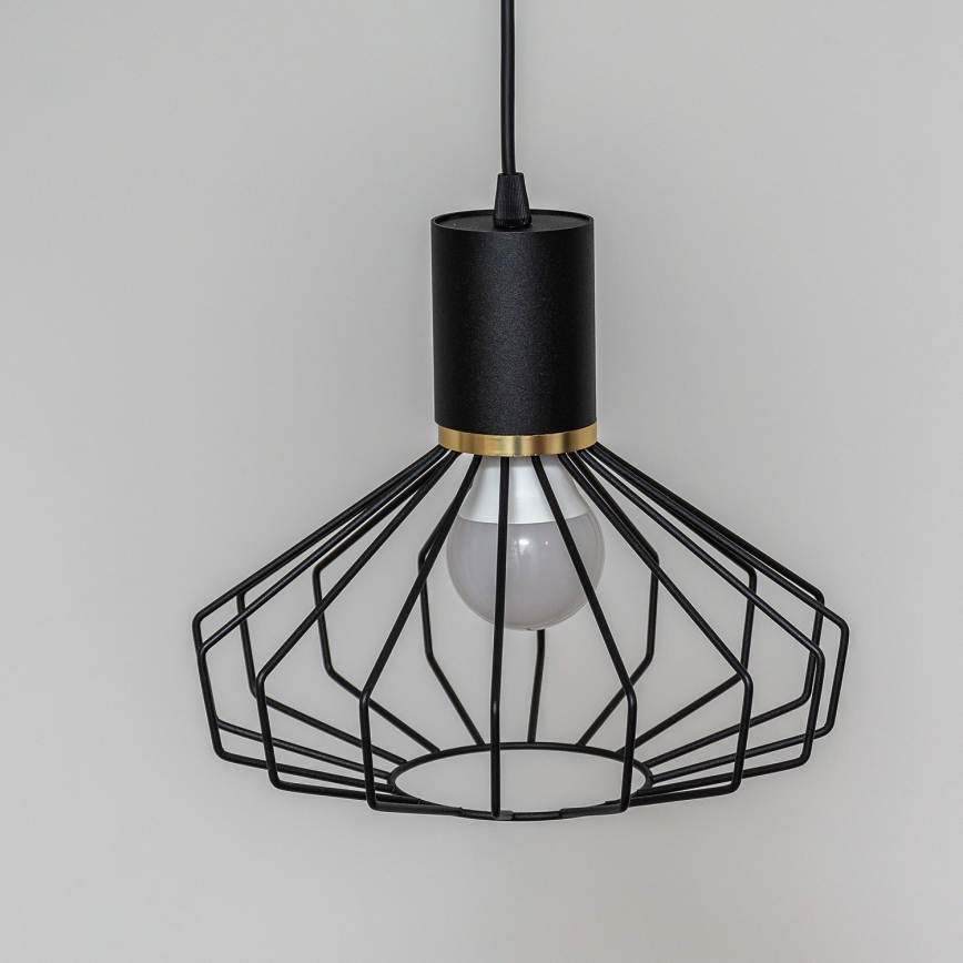 Luster na sajli SOLANO 1xE27/15W/230V crna/zlatna