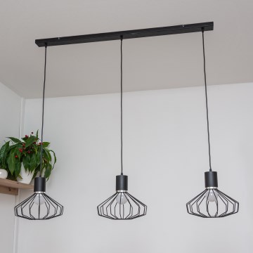 Luster na sajli SOLANO 3xE27/15W/230V crna/sjajni hrom