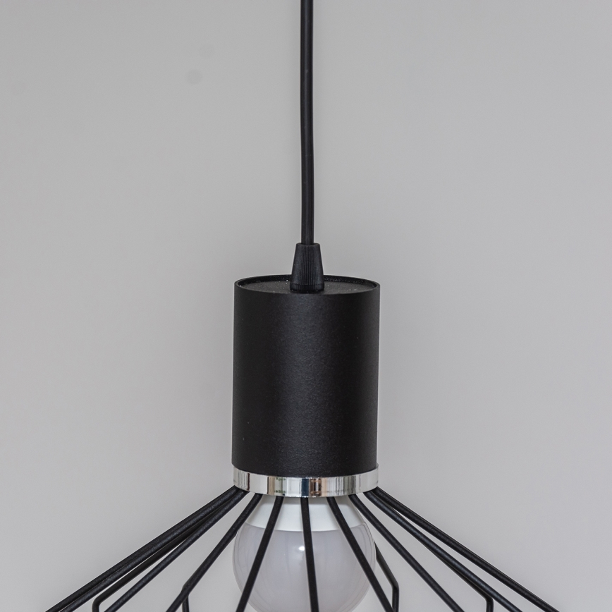 Luster na sajli SOLANO 3xE27/15W/230V crna/sjajni hrom