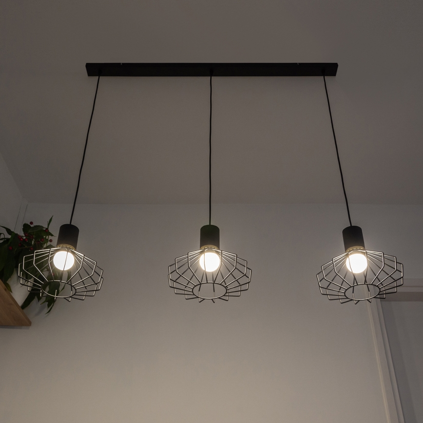 Luster na sajli SOLANO 3xE27/15W/230V crna/zlatna