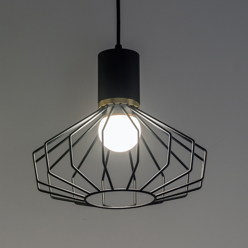 Luster na sajli SOLANO 3xE27/15W/230V crna/zlatna