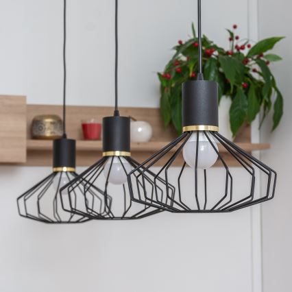 Luster na sajli SOLANO 3xE27/15W/230V crna/zlatna