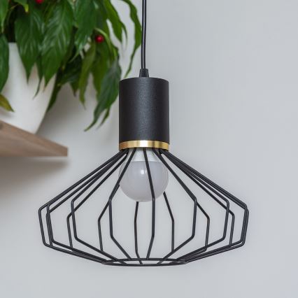 Luster na sajli SOLANO 3xE27/15W/230V crna/zlatna