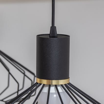 Luster na sajli SOLANO 3xE27/15W/230V crna/zlatna