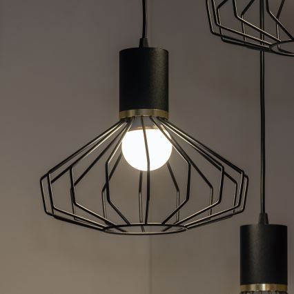 Luster na sajli SOLANO 3xE27/15W/230V crna/zlatna