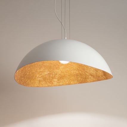 Luster na sajli SOLARIS 1xE27/60W/230V, prečnik 69 cm, bela/bakarna