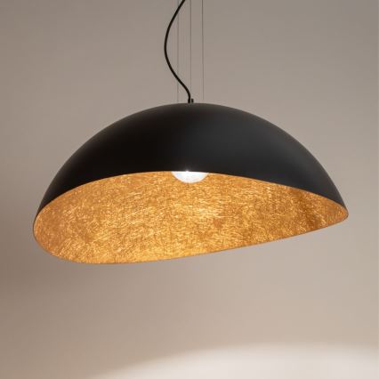 Luster na sajli SOLARIS 1xE27/60W/230V prečnik 48 cm crna/bakrena