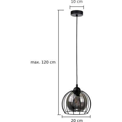 Luster na sajli SOLO BLACK 1xE27/60W/230V