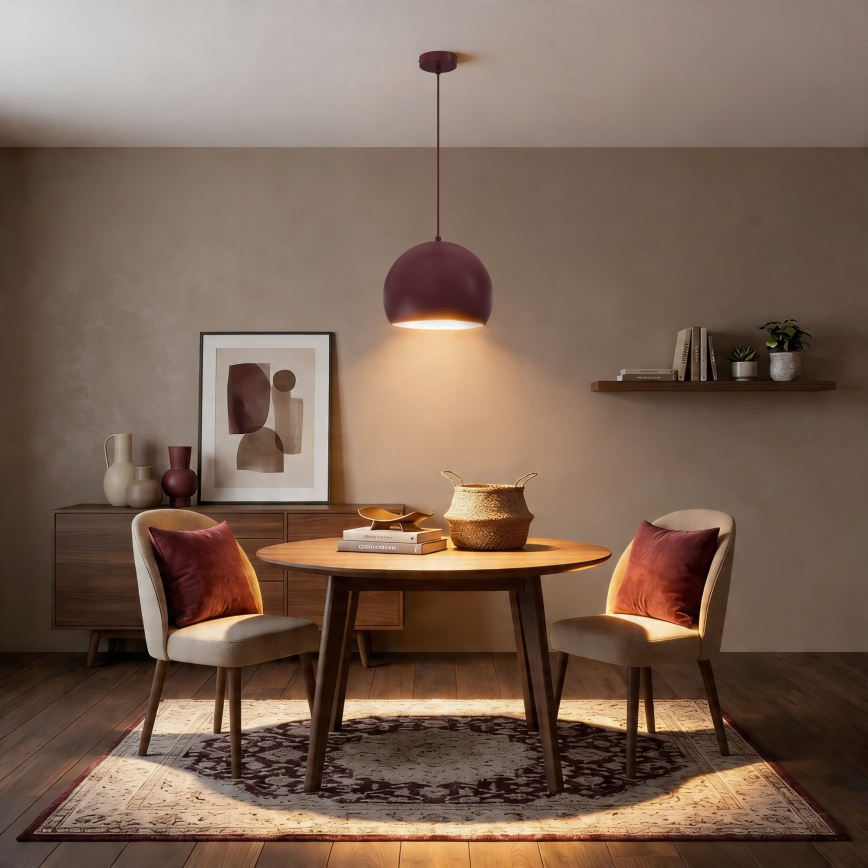 Luster na sajli SOOL 1xE27/15W/230V prečnik 27 cm bordo