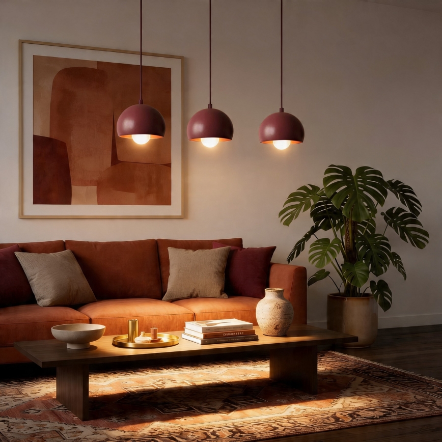 Luster na sajli SOOL 3xE27/15W/230V bordo