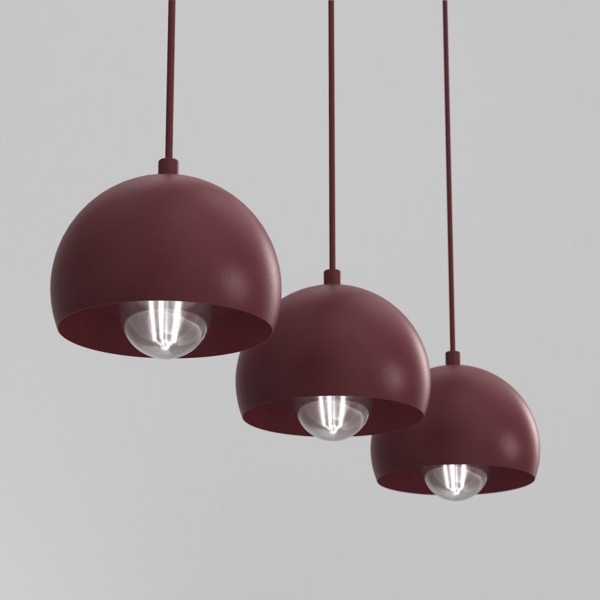 Luster na sajli SOOL 3xE27/15W/230V bordo