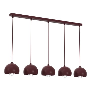 Luster na sajli SOOL 5xE27/15W/230V bordo