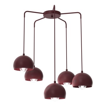 Luster na sajli SOOL 5xE27/15W/230V bordo