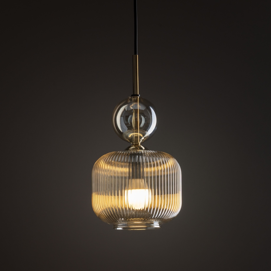 Luster na sajli SOPHIA 1xE14/10W/230V crna/dimljeno bež