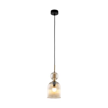 Luster na sajli SOPHIA 1xE14/10W/230V crna/zadimljeno bež