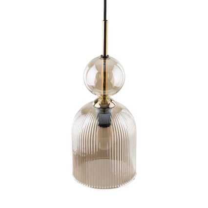 Luster na sajli SOPHIA 1xE14/10W/230V crna/zadimljeno bež