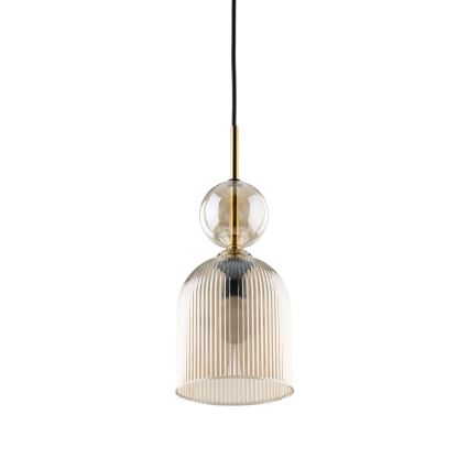 Luster na sajli SOPHIA 1xE14/10W/230V crna/zadimljeno bež