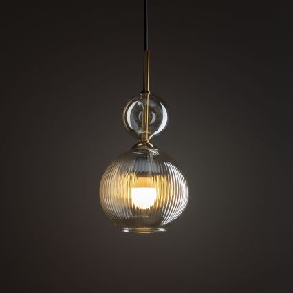 Luster na sajli SOPHIA 1xE14/10W/230V crna/zadimljeno bež
