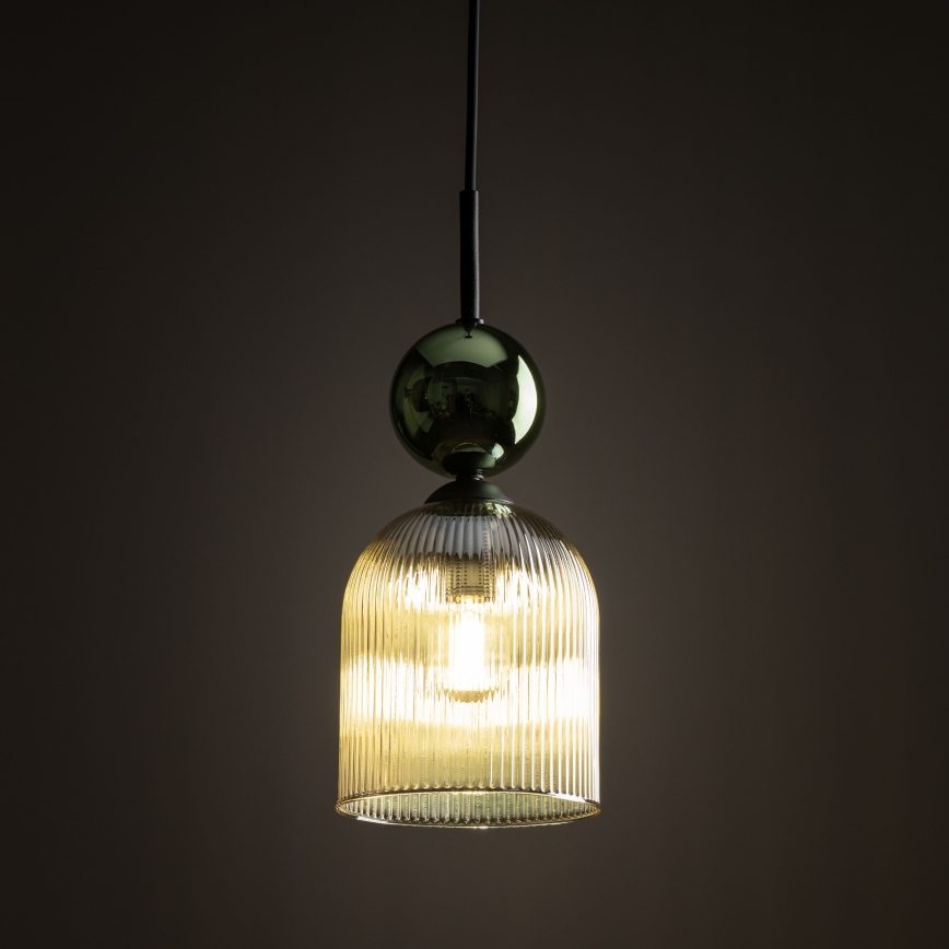 Luster na sajli SOPHIA 1xE14/10W/230V crna/zelena/dimljeno bež