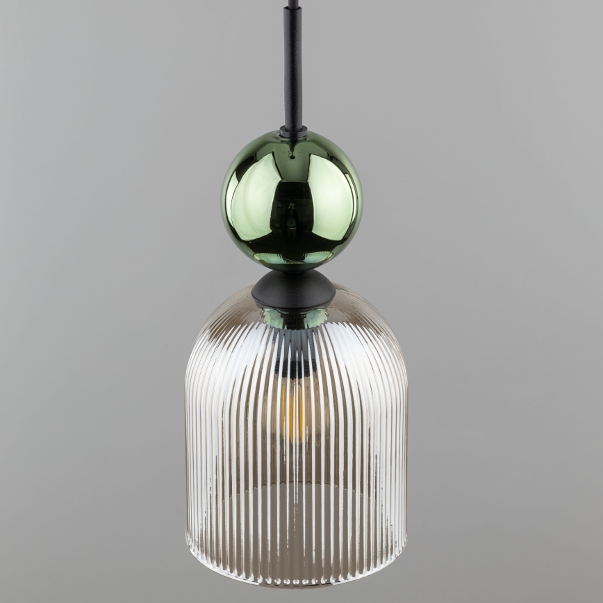 Luster na sajli SOPHIA 1xE14/10W/230V crna/zelena/dimljeno bež