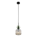 Luster na sajli SOPHIA 1xE14/10W/230V crna/zelena/zadimljena bež