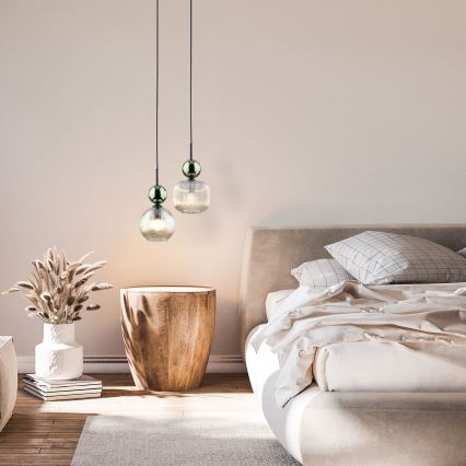 Luster na sajli SOPHIA 1xE14/10W/230V crna/zelena/zadimljena bež