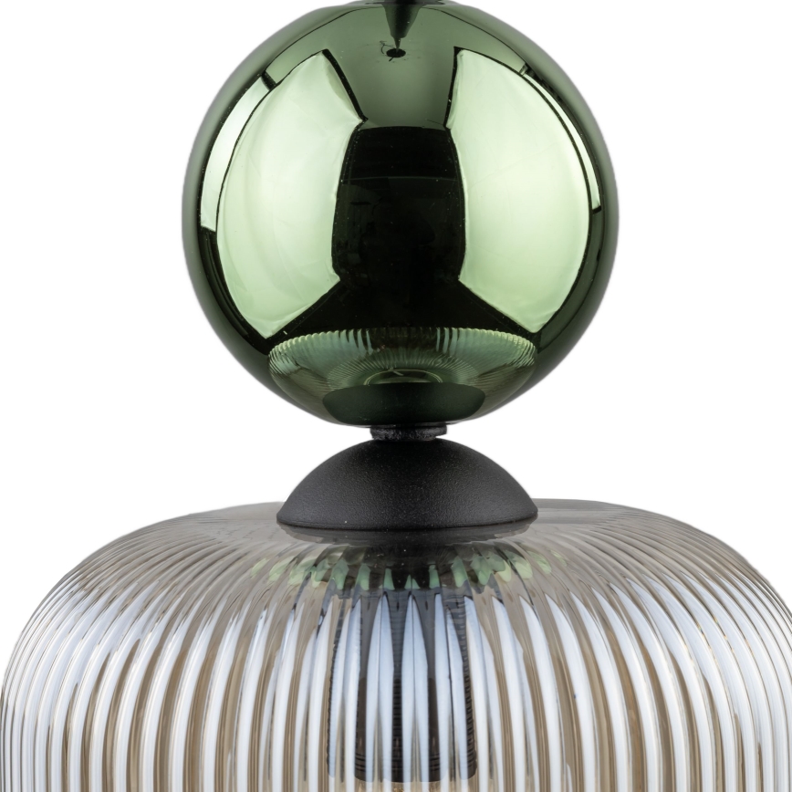 Luster na sajli SOPHIA 1xE14/10W/230V crna/zelena/zadimljena bež