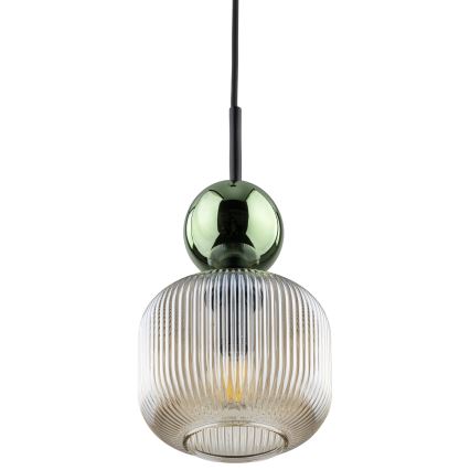 Luster na sajli SOPHIA 1xE14/10W/230V crna/zelena/zadimljena bež