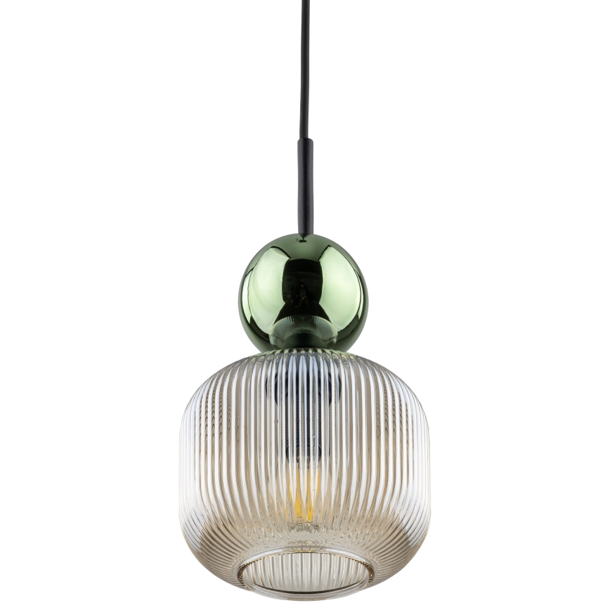 Luster na sajli SOPHIA 1xE14/10W/230V crna/zelena/zadimljena bež