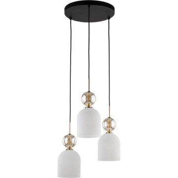 Luster na sajli SOPHIA 3xE14/10W/230V crna/zadimljeno bež/bela