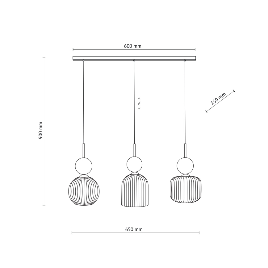 Luster na sajli SOPHIA 3xE14/10W/230V crna/zelena/dimljeno bež