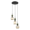 Luster na sajli SOPHIA 3xE14/10W/230V crna/zelena/dimno bež