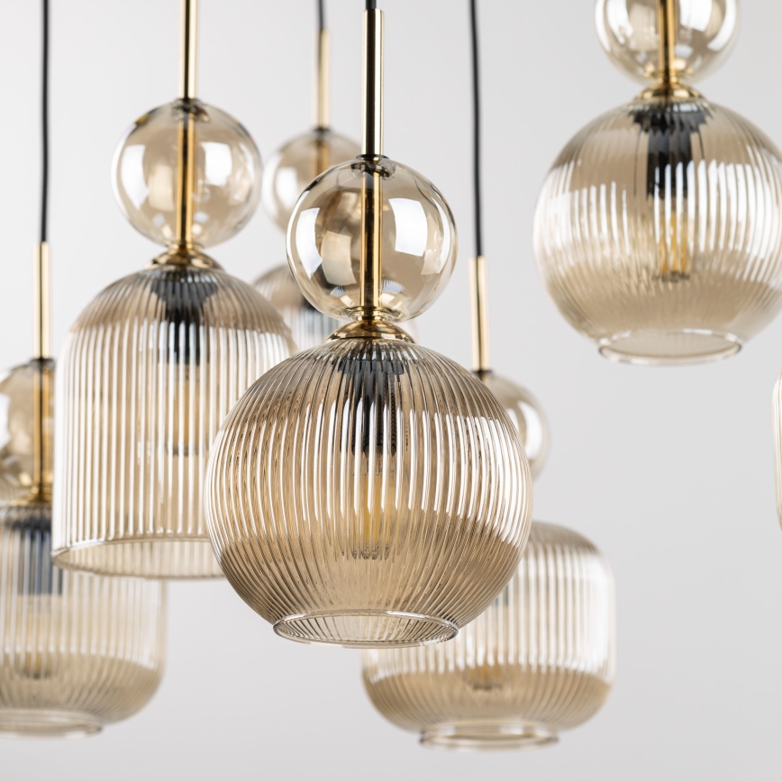 Luster na sajli SOPHIA 5xE14/10W/230V crna/zadimljeno bež