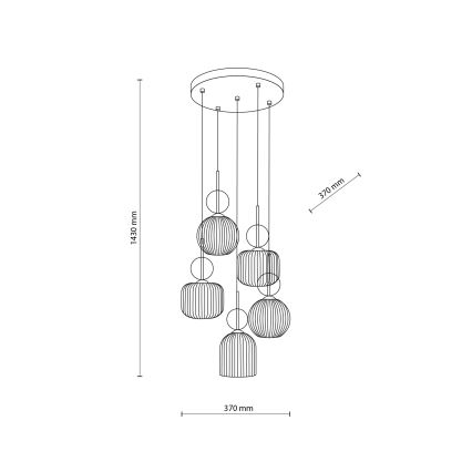 Luster na sajli SOPHIA 5xE14/10W/230V crna/zadimljeno bež