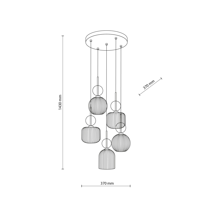 Luster na sajli SOPHIA 5xE14/10W/230V crna/zadimljeno bež