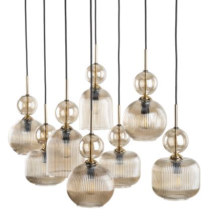 Luster na sajli SOPHIA 8xE14/10W/230V crna/dimljeno bež