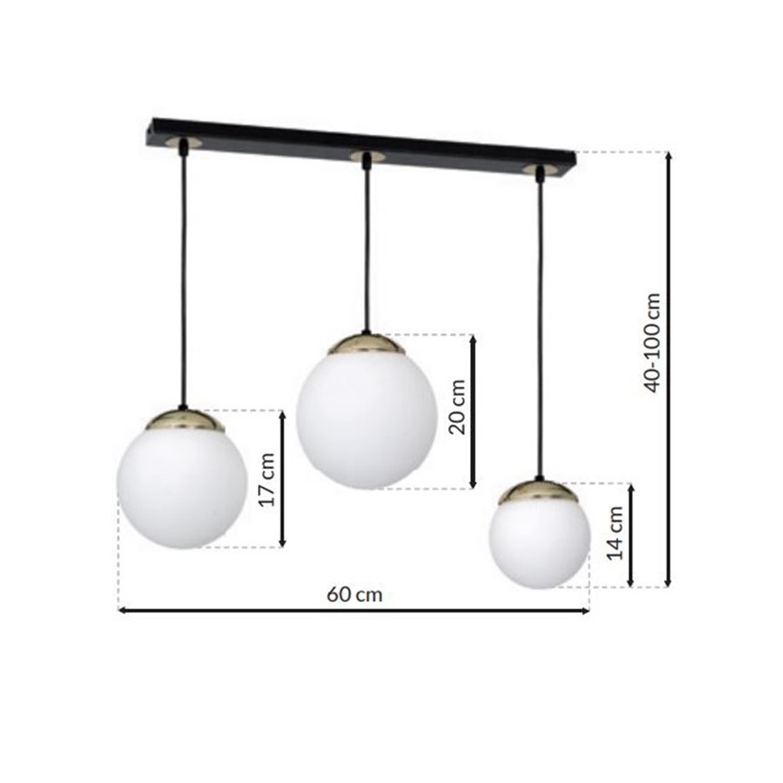 Luster na sajli SPARTA 3xE14/40W/230V