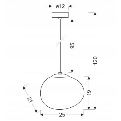 Luster na sajli STONES 1xE27/40W/230V prečnik 25 cm
