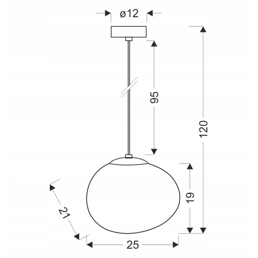 Luster na sajli STONES 1xE27/40W/230V prečnik 25 cm