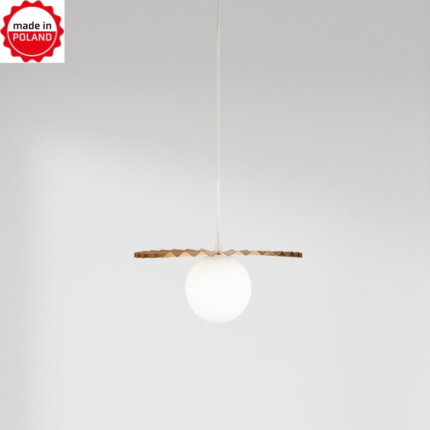 Luster na sajli SUNPLISS 1xG9/10W/230V, prečnik 30 cm, zlatna/krem