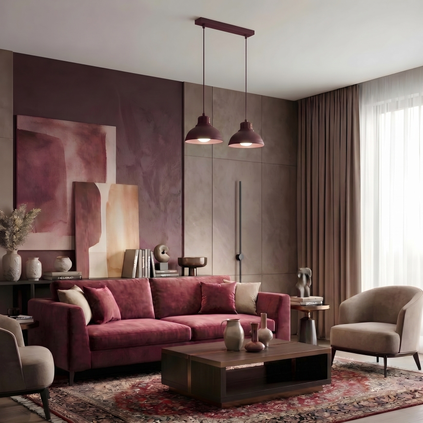 Luster na sajli SVEN 2xE27/15W/230V burgundija