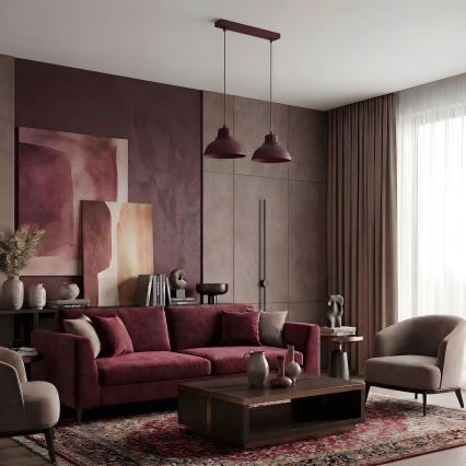 Luster na sajli SVEN 2xE27/15W/230V burgundija