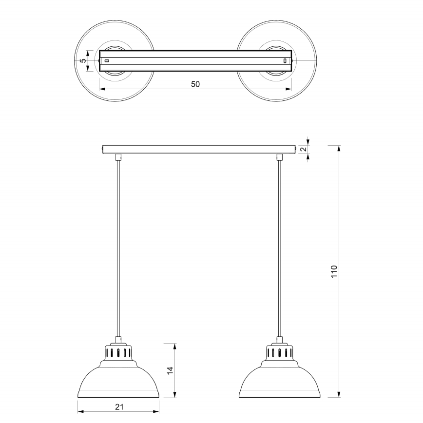 Luster na sajli SVEN 2xE27/15W/230V siva