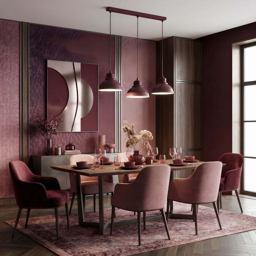 Luster na sajli SVEN 3xE27/15W/230V bordo