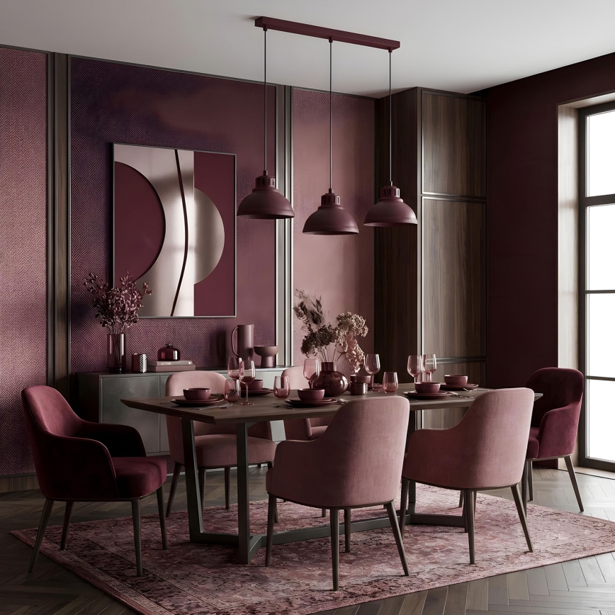 Luster na sajli SVEN 3xE27/15W/230V bordo