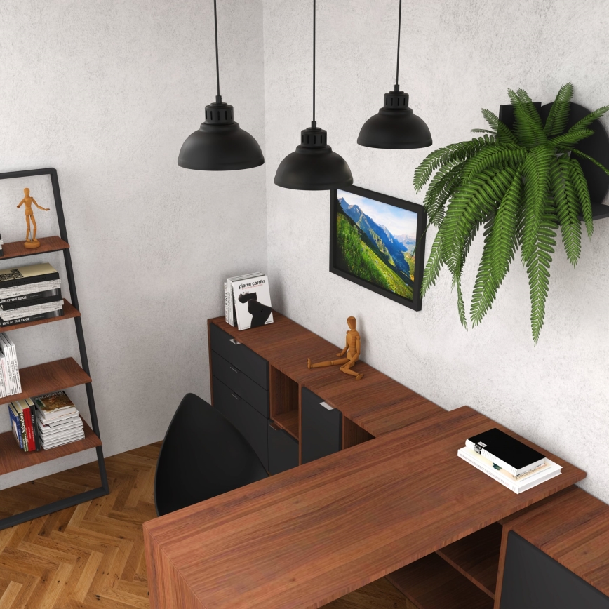 Luster na sajli SVEN 3xE27/15W/230V crne boje